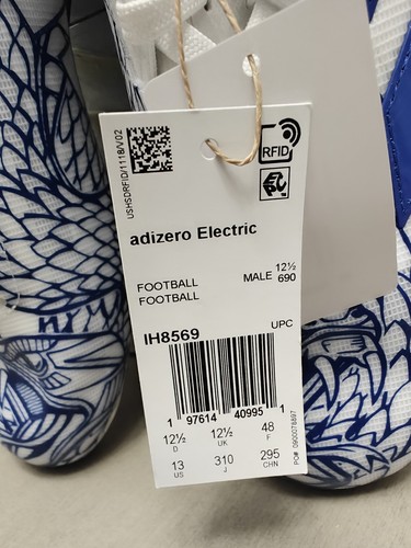 Botines de fútbol eléctricos Adidas Adizero para hombre talla 13 azul blanco IH8569 - Imagen 8 de 10