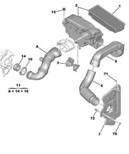 Luftansaugschlauch für Citroen C2 C3 C4 Berlingo 1.6 HDi 1434C1 9656673480 - Bild 6 von 7