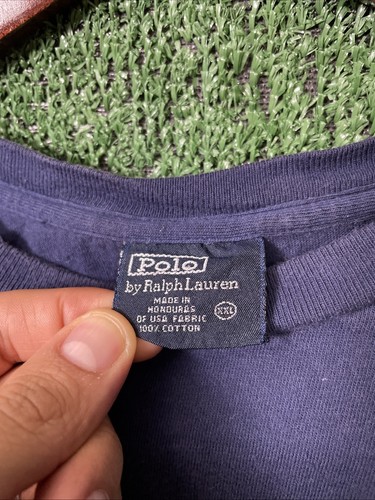 POLO Ralph Lauren Shirt Size 2XL Navy Blue POLO Spellout - Picture 4 of 9