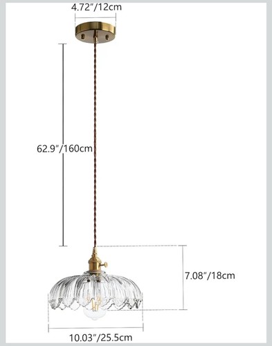 Glass Pendant Light Vintage Look - Picture 5 of 6