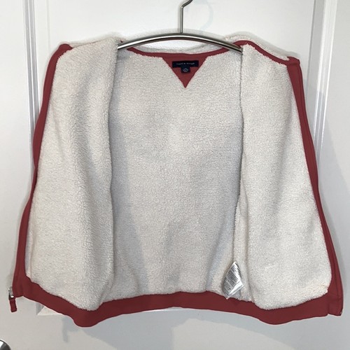 TOMMY HILFIGER | Red TOMMY HILFIGER Full Zip Fleece Linded Hooded Sweatshirt - Picture 7 of 8