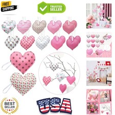20 Pack Valentines Pink Felt Heart Ornaments Valentines Day Heart Shaped Hang...