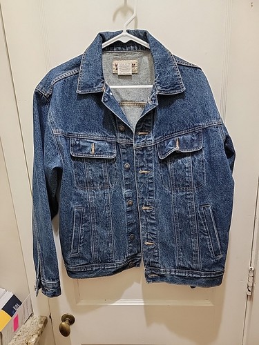 Vintage Wrangler Rugged Wear Darkwash Denim Jean Jacket Men's M Blue Casual EUC  - Picture 1 of 5
