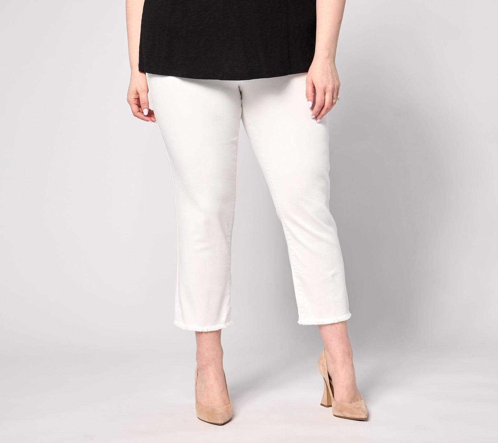 Dennis Basso Women's Pants Sz 14 Color Denim Slim Fit Crop Jeans White A645440