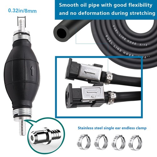 6.56FT Boat Motor Fuel Line Hose Outboard Primer Bulb Assembly ID 5/16" (8mm)... - Picture 8 of 9