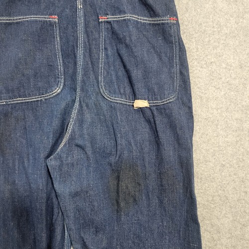 VTG Sanforized Denim Overalls Boys 24x23 Blue Dark Bibs Distressed Farm - Picture 17 of 20