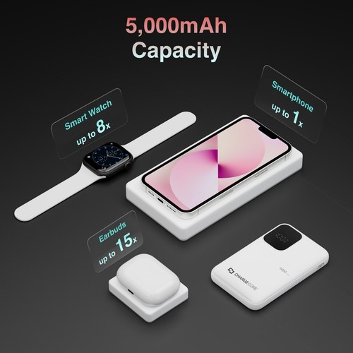 ChargeCore LiFePO4 5000mAh Powerbank White Safe Compact LED Display - Photo 5 sur 16