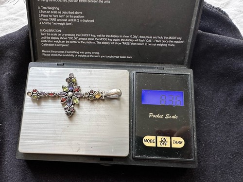 925 Sterling Silver Amethyst Peridot Citrine Garnet Tanzanite Pendant-7cm 8.36g - Picture 10 of 13