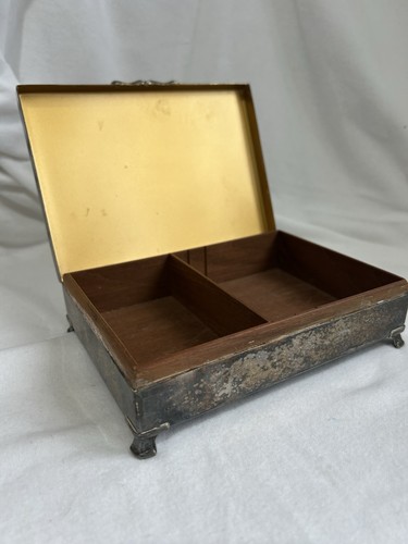 EPNS Silver Plated Cigarette Trinket Jewellery Box, Very Tarnished Silver Tone - Foto 5 di 11