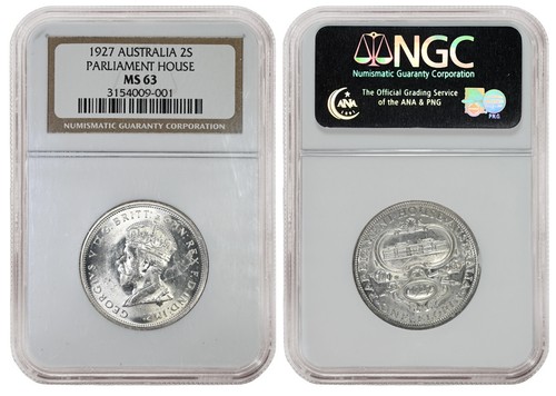 AUSTRALIA Florin 1927 NGC MS63 George V 'Opening Parliament House in Canberra' - Picture 3 of 3