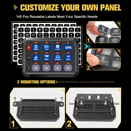 8/12 Gang APP/Wireless/Remote Control Switch Panel Circuit Relay Truck SUV UTV - Picture 16 of 47