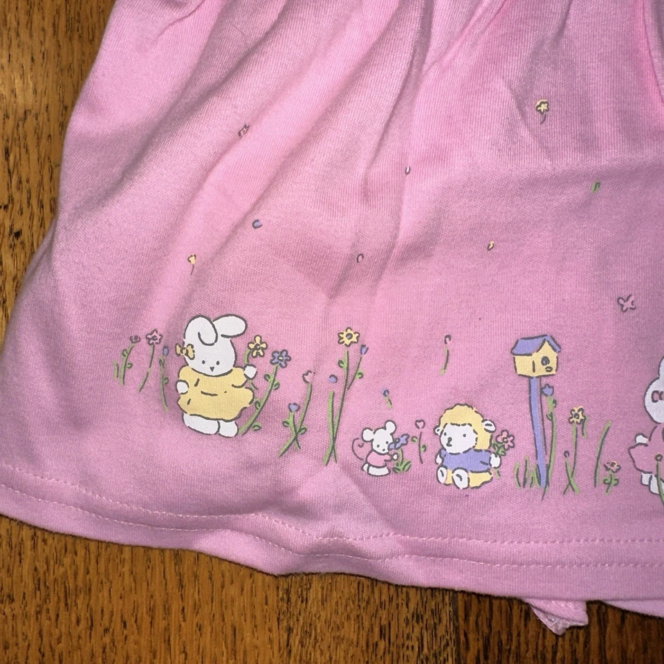 Conjunto de Vestido de Bebé Carters Años 90 Bordado Rosa Conejito Erizo 6-9 Meses De Colección Foto 4 de 4