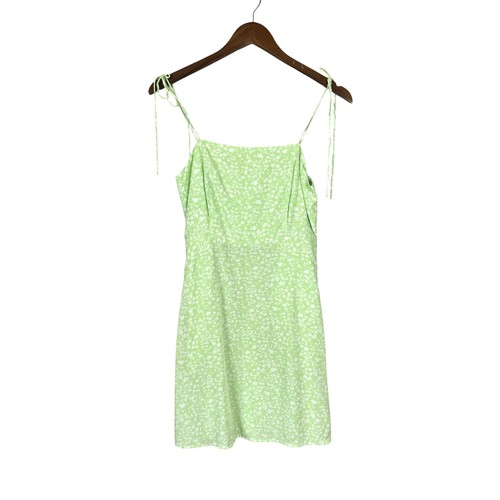 Old Navy NWT S Petite Bright Green Floral Tie Strap Fit & Flare Mini Dress - Picture 9 of 12