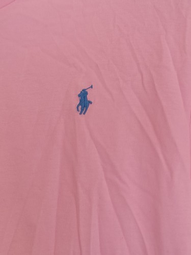 Polo Ralph Lauren Camiseta Para Hombre XXL Rosa/Azul Logo Cuello Manga Corta Informal Poni - Imagen 5 de 5
