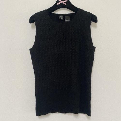Saks Fifth Avenue Kaschmir Weste Zopfmuster Schwarz M