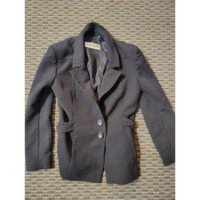 Vintage Valentino Belted Blazer Collar Wool Women's 8 Made in Italy Black