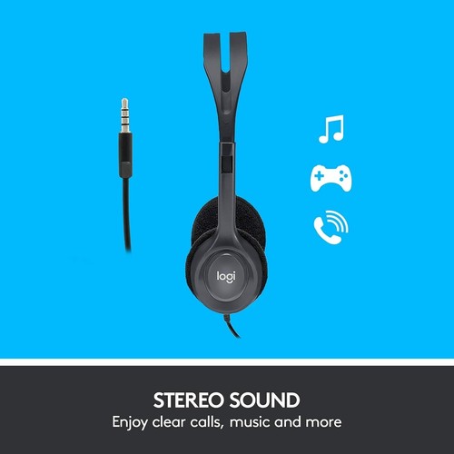Logitech H111 Wired 3.5 mm Headset Stereo Headphones with Noise-Cancelling Mic - Picture 2 of 6