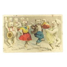 J P Coats Anthropomorphic Dressed Polar Bears Dancing Celebration 1887
