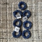 Pottery Barn Twisted Glass Beaded 7 Napkin Ring Holders Coastal Blue Beach NEW