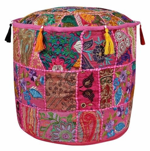 Handmade Traditional Decorative Floral Ottoman Pouffe Footstool Chair Cover - Picture 3 of 6