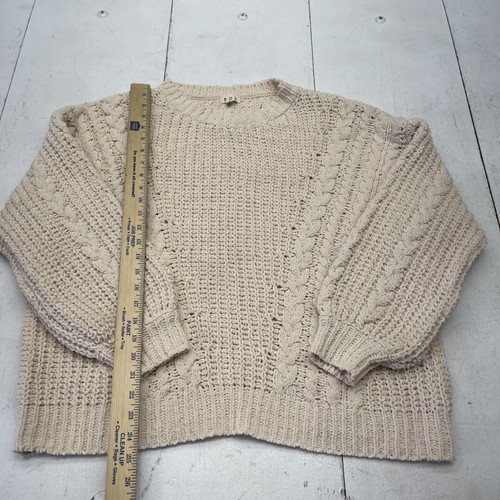 POL Sweater Womens Small Cream Chunky Cable Knit Pullover Fisherman Cozy - Picture 4 of 6