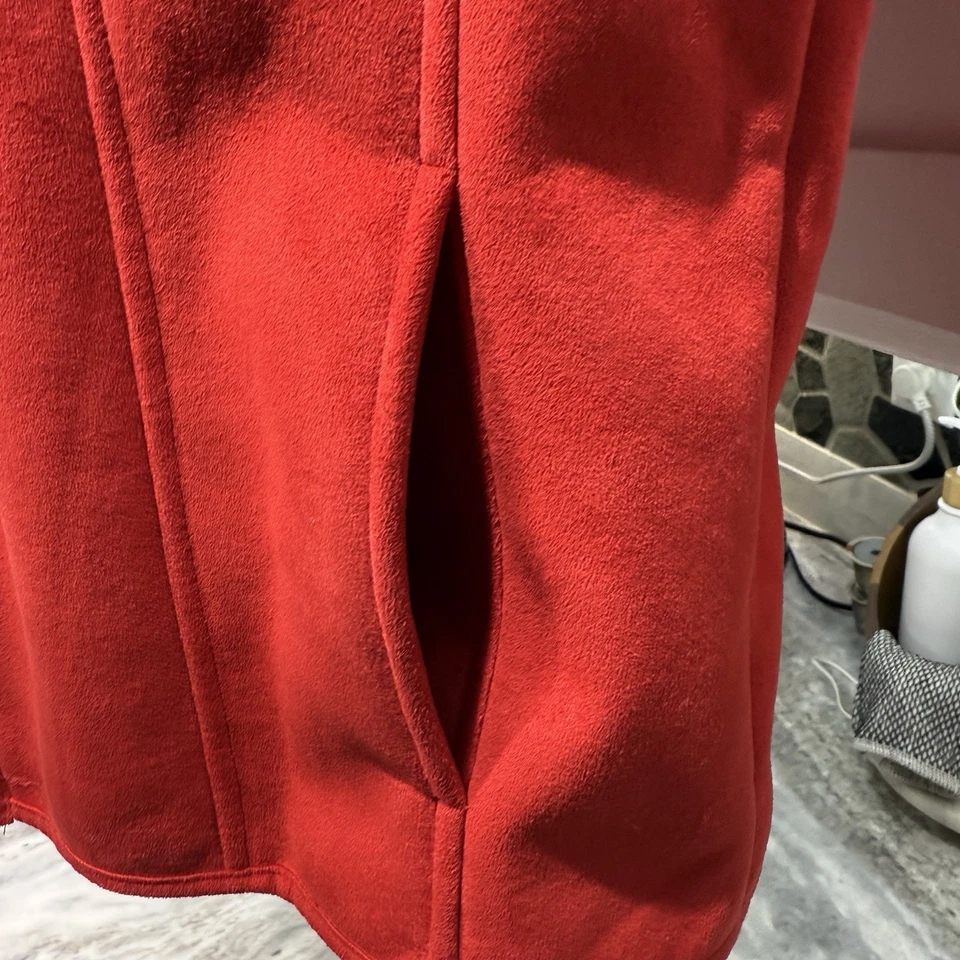 Colete feminino Ralph Lauren G grande vermelho com zíper completo com capuz bolsos de lã ao ar livre - Imagem 4 de 4