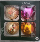 4 Vintage Glass Christmas Baubles By Cristal Of Germany