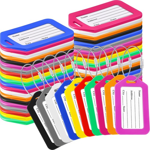 200 Pieces Bulk Luggage Tags for Suitcases Plastic Backpack Book Bag Baggage ...