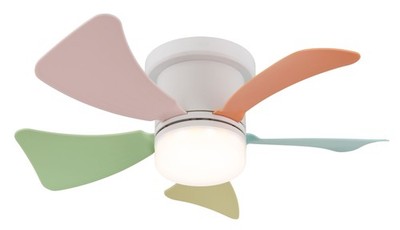 Mini Ceiling Fan with Remote Control LED Lamp Dimmer 13x40, 6cm Hines Colourful