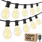 100FT LED Outdoor String Lights, Waterproof Patio Lights with 42 Bulbs Plastic