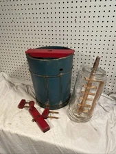 Vintage Ice Cream Butter Maker Hand Crank Glass Insert Canister Unique Piece