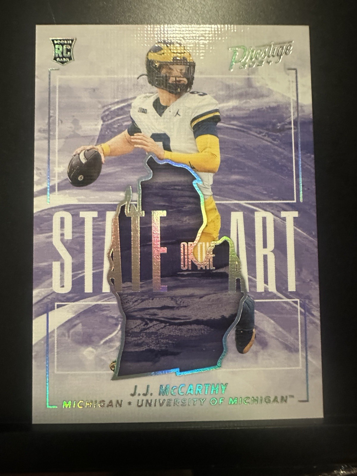 2024 Panini Prestige JJ McCarthy State Of The Art Case Hit SSP Michigan