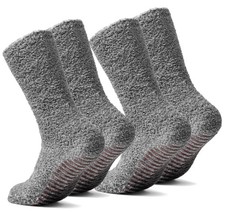 Fuzzy Non-Slip Socks, Grippers, Men Women, Hospital, Slipper, Cozy, Warm