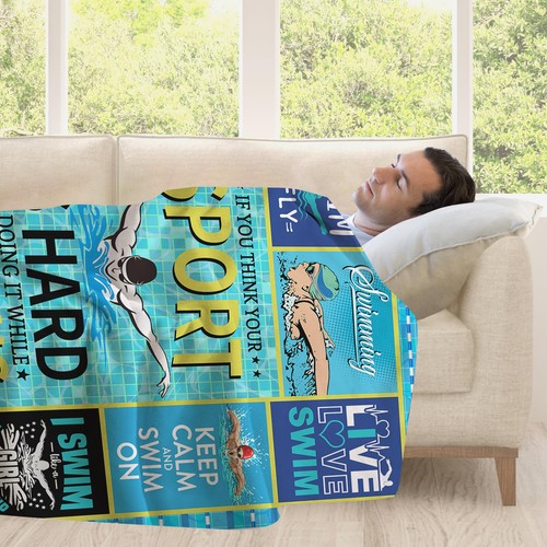 Swim Blankets Gifts for Swimmers, Swimming Gifts for Men Women Teen Girls Boy... - Bild 5 von 6