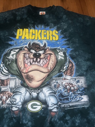 Vintage NFL Green Bay Packers Looney Tunes Taz Shirt 90s Tie Dye Size XL - Bild 2 von 5