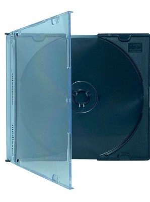 25 pcs  Slim CD/DVD  Single Case Black Tray Rigid Plastic Clear