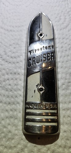 VINTAGE FIRESTONE CRUISER BICYCLE HEAD BADGE  - Picture 1 of 6