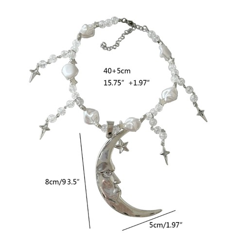 Crystal Moon Pendant Necklace Handmade Bohemian Jewelry Star-Chain Pendant - Picture 8 of 8