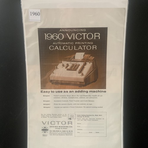Vintage 1960 Victor Adding Machine Automatic Printing Calculator Advertisement - Picture 1 of 2