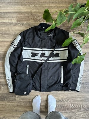 Moto FLM Greyhound Man s Jacket XXL Protection Racing Black Embroidered Gear