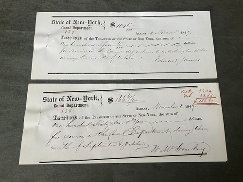 1849 ALBANY NY ERIE ASSEGNI CANALE DOCUMENTI LOTTO FIRMATI! AUTOGRAFI NON CONTROLLATI W@W - Foto 5 di 5