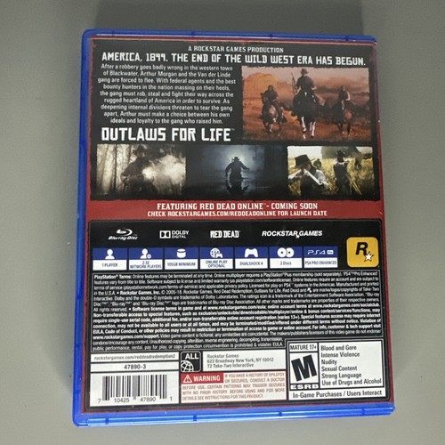 Red Dead Redemption 2 (Sony PlayStation 4, 2018) PS4 w/Map No Manual Untested - Picture 2 of 4