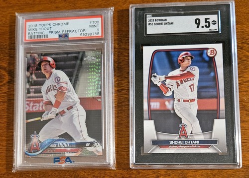 2 Card Graded SUPER STAR Baseball Lot Mike Trout Shohei Ohtani FUTURE HALL FAMER