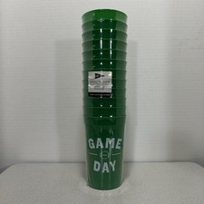 22 fl oz Cups Durable Plastic Football Party Green 12pk GAME DAY CUPS 650 mL