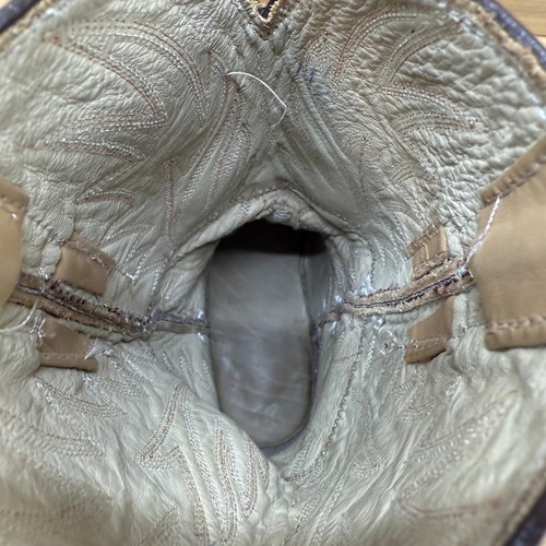 Ostrich Embossed Leather Cowboy Boys Kids Boots Size 4.5 Beige Western - Picture 10 of 12