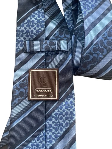 COACH Seda NUEVO Logo Azul Multi Rayas Jaquard 57” ITALIA NUEVO CON ETIQUETAS - Imagen 5 de 5
