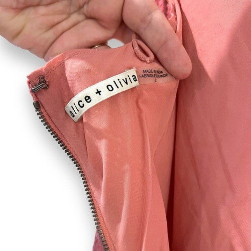 Alice + Olivia Midikleid Gr. 2 Harmony rosa Pailletten asymmetrisch Träger - Bild 12 von 17