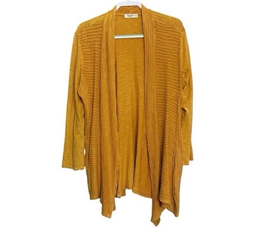 Jess & Jane Women’s Size XL Yellow Ochre Cotton Knit Open Cardigan Lagenlook - Picture 7 of 7
