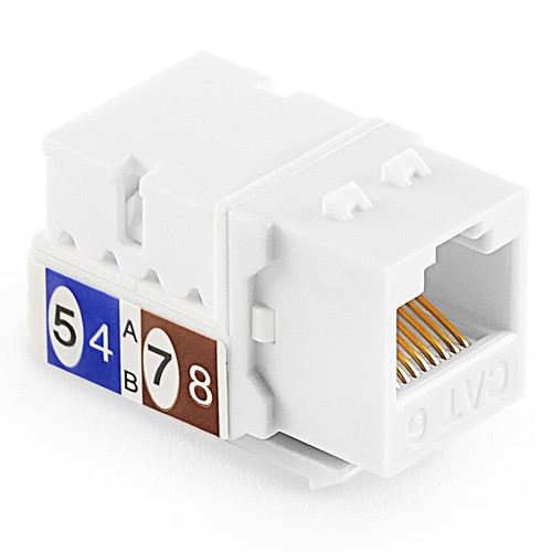 NavePoint 90 Degree Cat6 Keystone Jack, RJ45 Ethernet, Type 110 White, 50-Pack - Picture 2 of 4