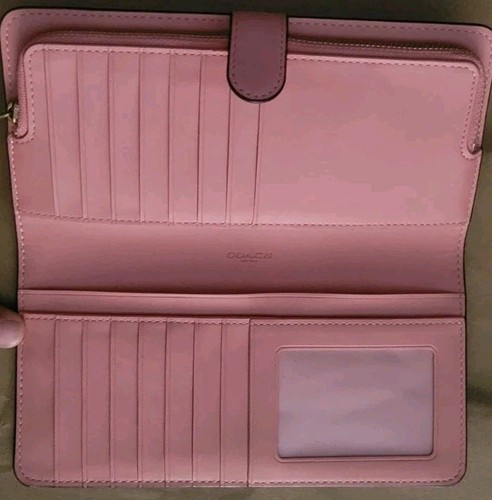 Coach schmale Geldbörse rosa Glattleder mit messingfarbener Doppelfaltung  - Bild 7 von 14